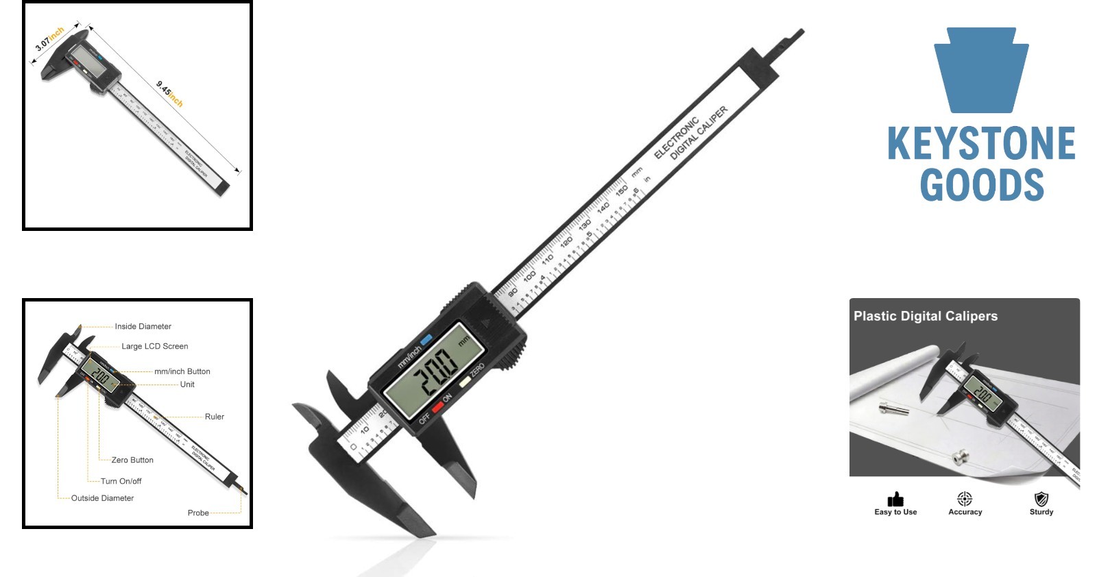 Digital Caliper 6 Inch with Large LCD, Auto-Off, and Unit Conversion