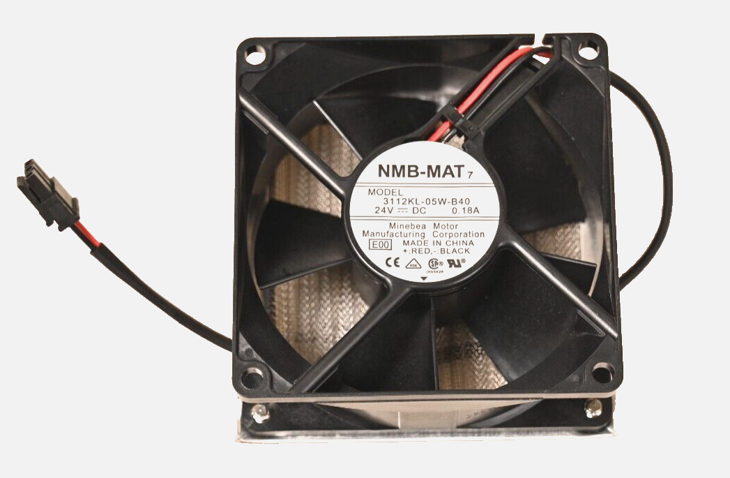 NMB-MAT 24V DC Fan w/ Mesh Filter Grill 0.18A 3112KL-05W-B40 Ball Bearing 2-Wire