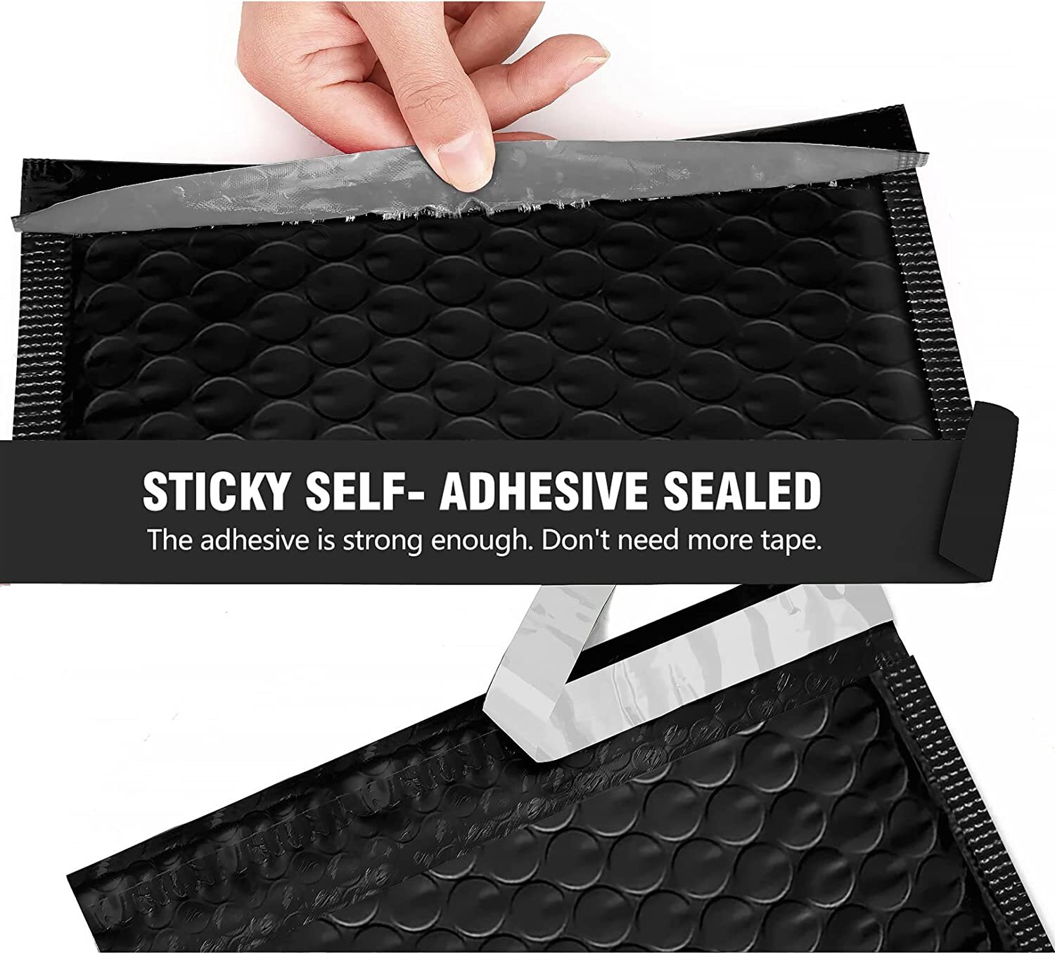 1000 #000 4×8 Black Poly Bubble Padded Envelopes Self-Sealing Mailers