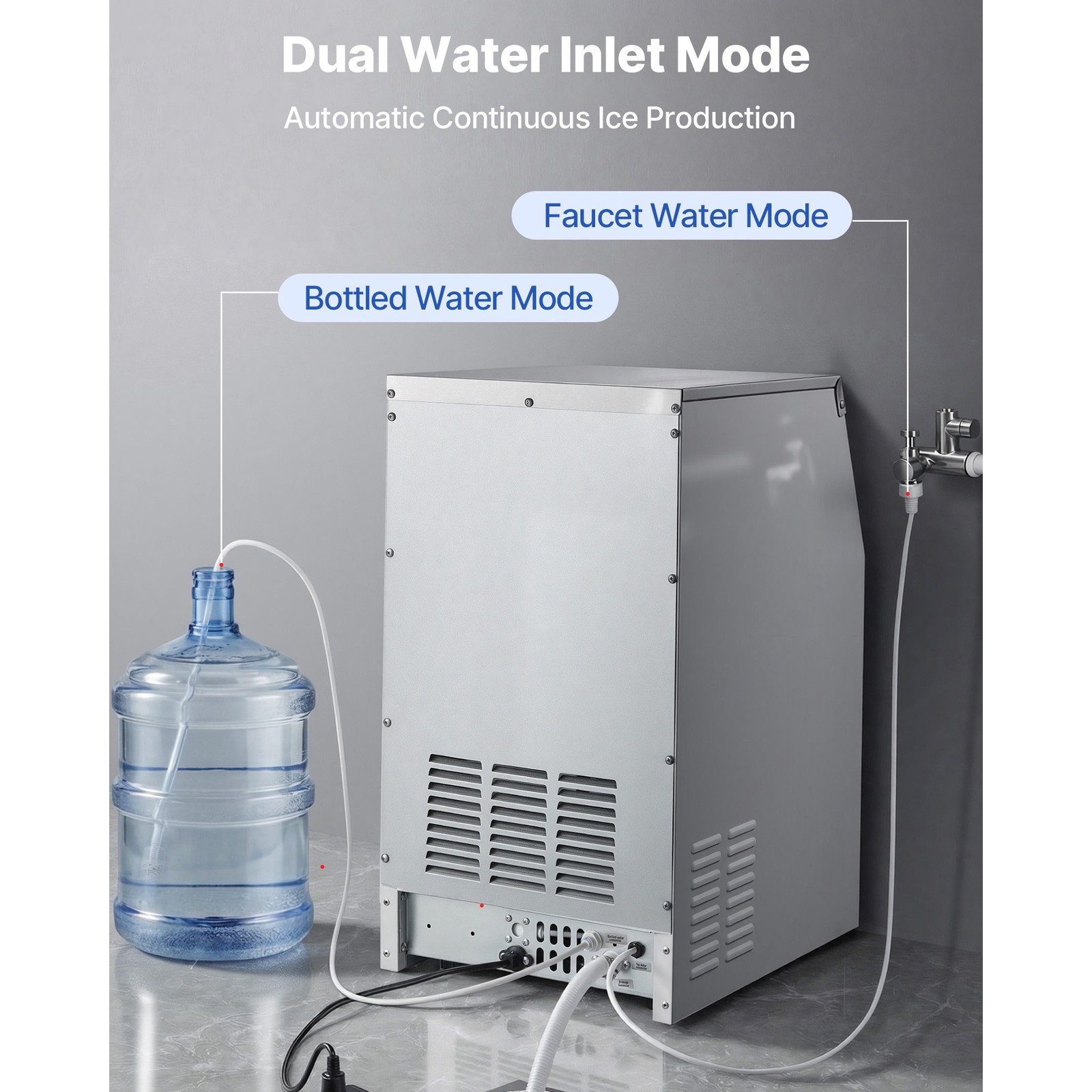 Uimoso 150lbs Commercial Ice Maker Built-in Ice Cube Machine Dual Water Inlet