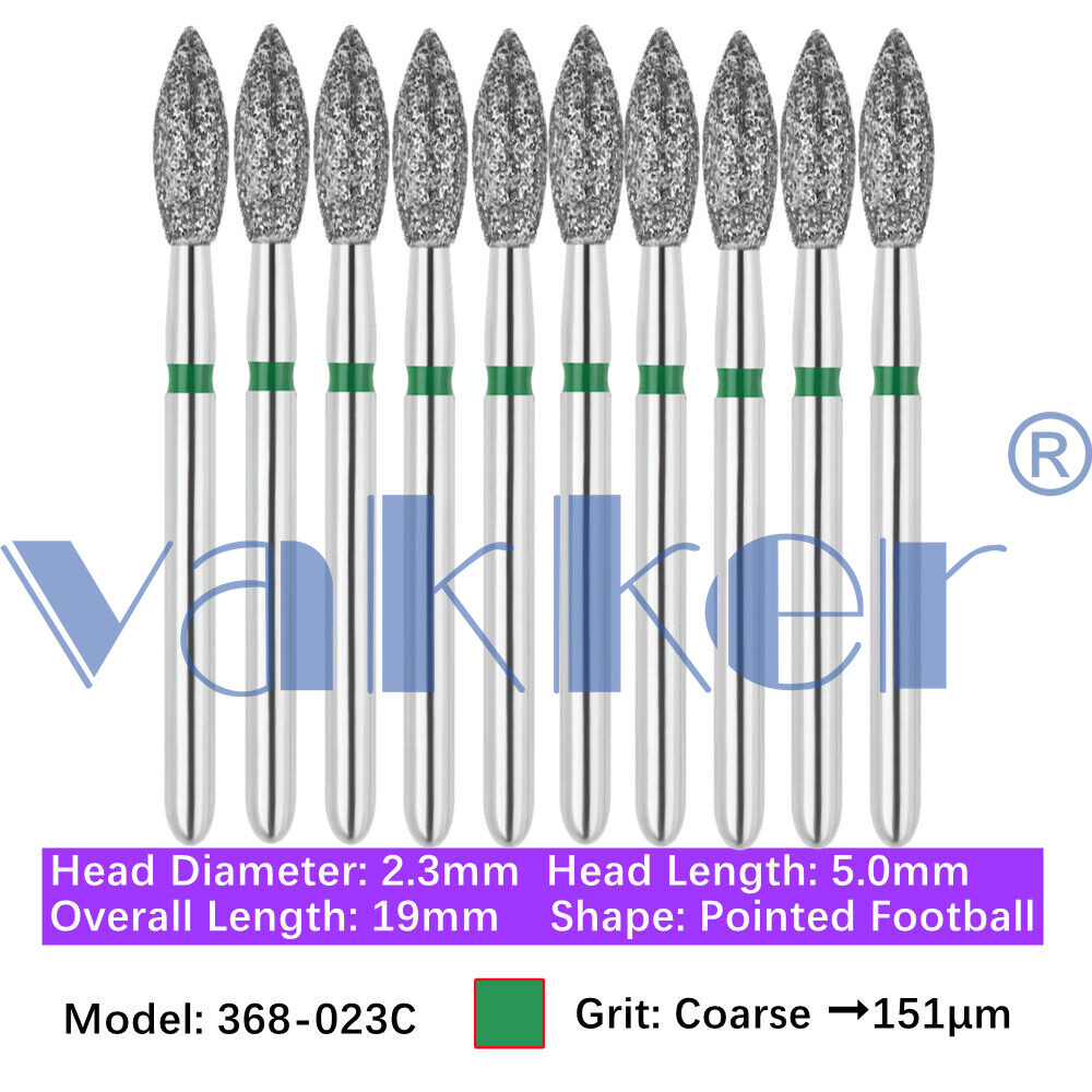 10Burs/pk Dental Diamond Burs FG Round End Taper Pear Coarse / Super Coarse Grit