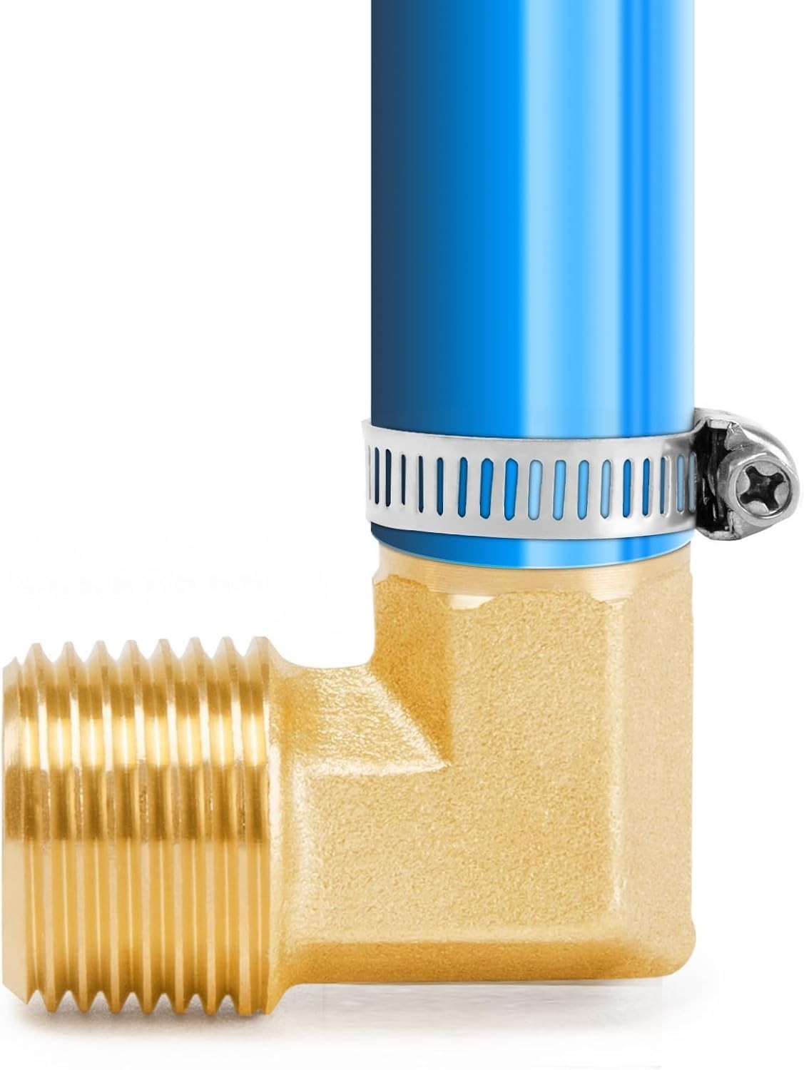 90° Elbow Brass Hose Barb Fittings 1/2″ x 3/8″ NPT Male Adapter + Clamps (6-Pack