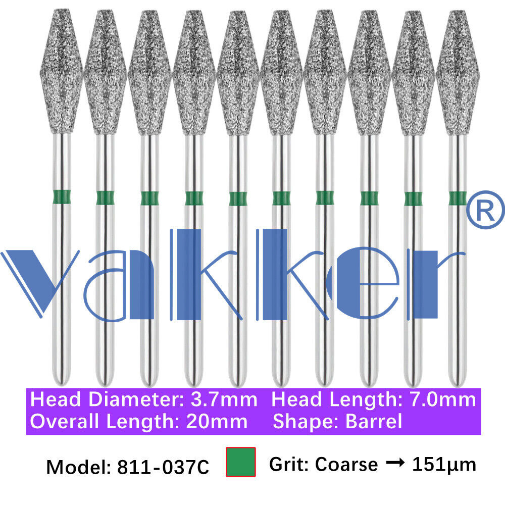 10pc Dental FG Diamond Burs for High Speed Handpiece Barrel Wheel Pear Shape