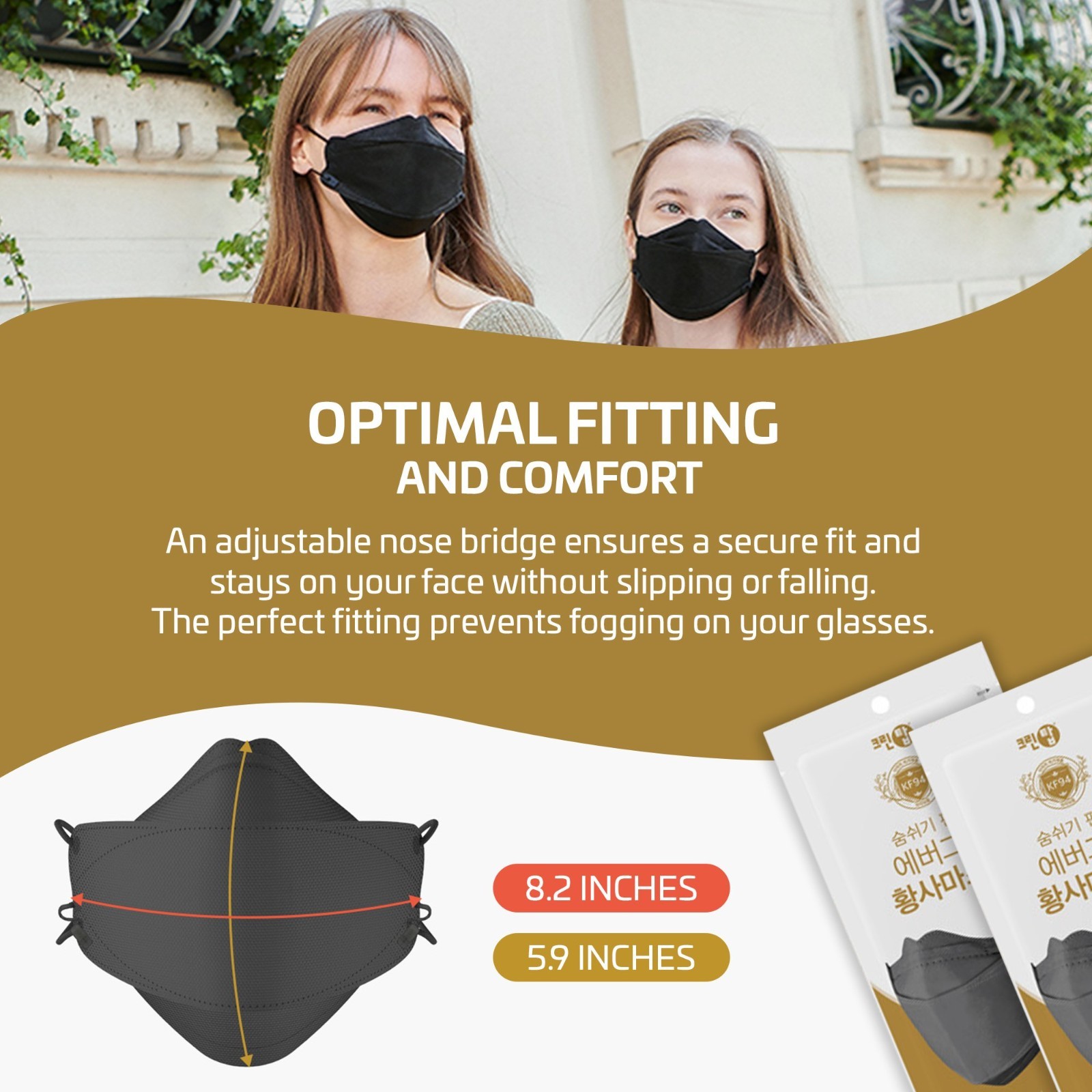 Evergreen KF94 BLACK Korean Face Mask Made in Korea Medical Respirators CleanTop