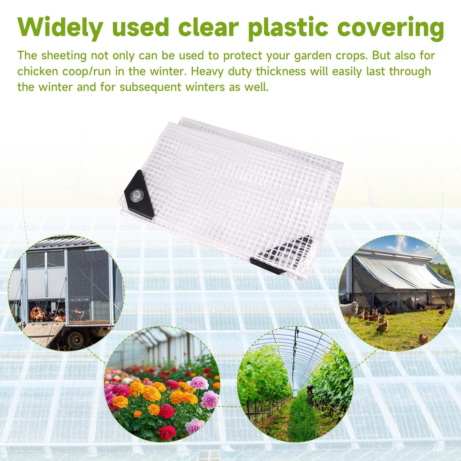 16Ftx20Ft Greenhouse Cover,Clear Plastic Tarps,16Mil Heavy Duty Waterproof ta…