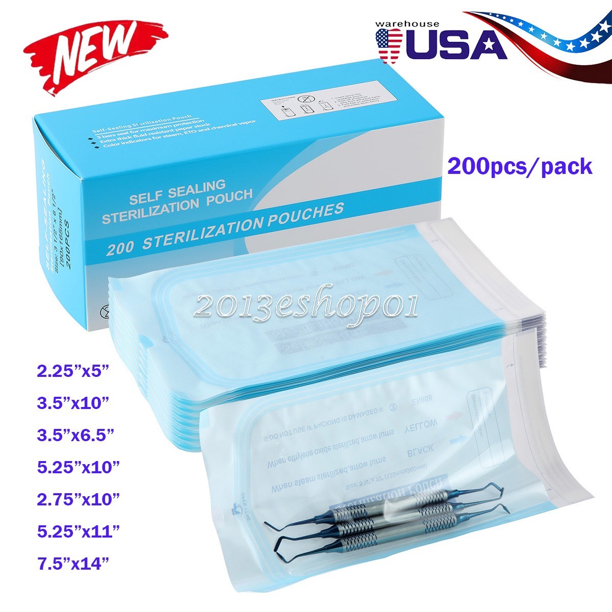Medical Dental CLASS B Sterilizer Sterilization Pouches Autoclave Bags Tray Rack