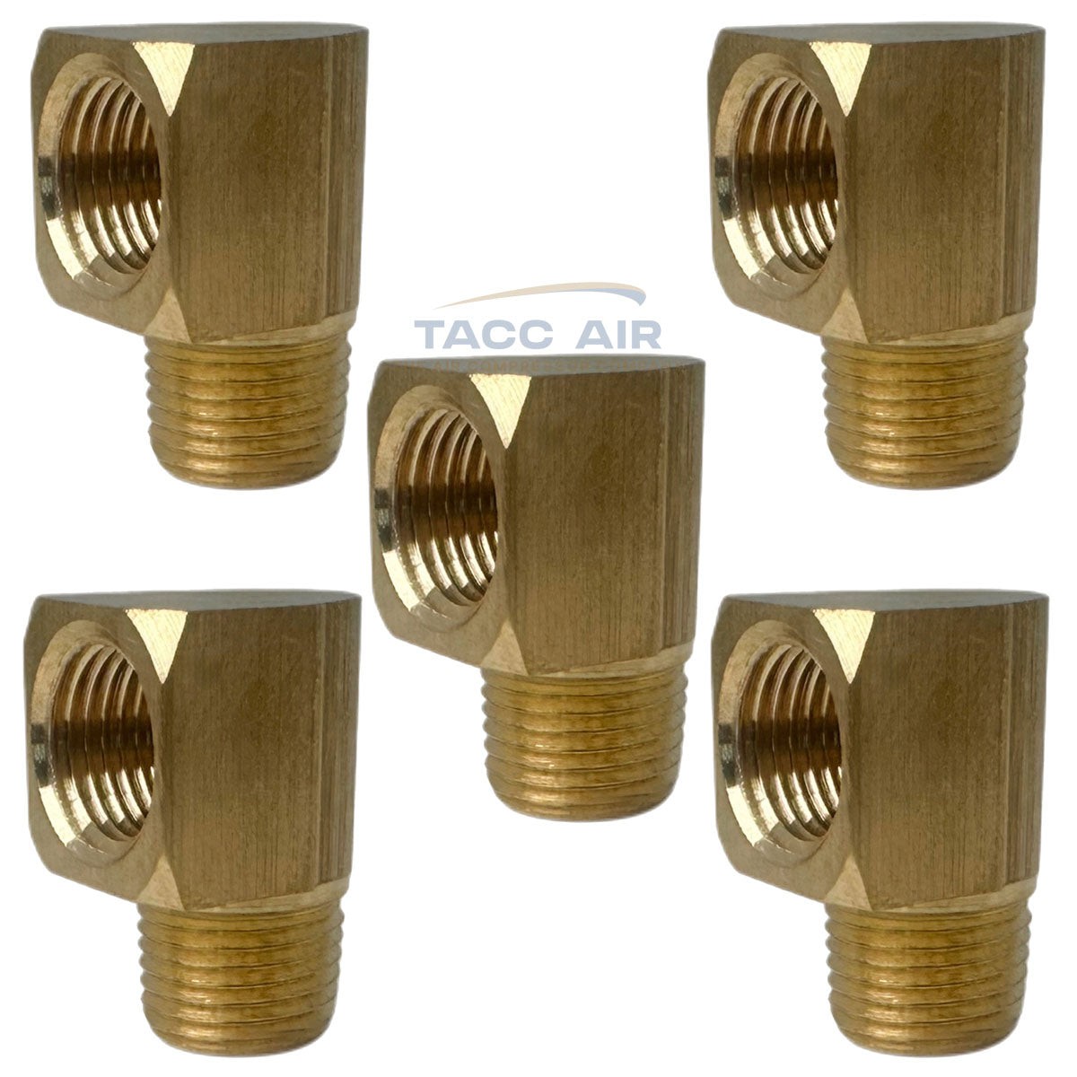 5 Pack 1/8″ NPT Brass Street Elbow 90 Degree Pipe Thread Fitting Male Female