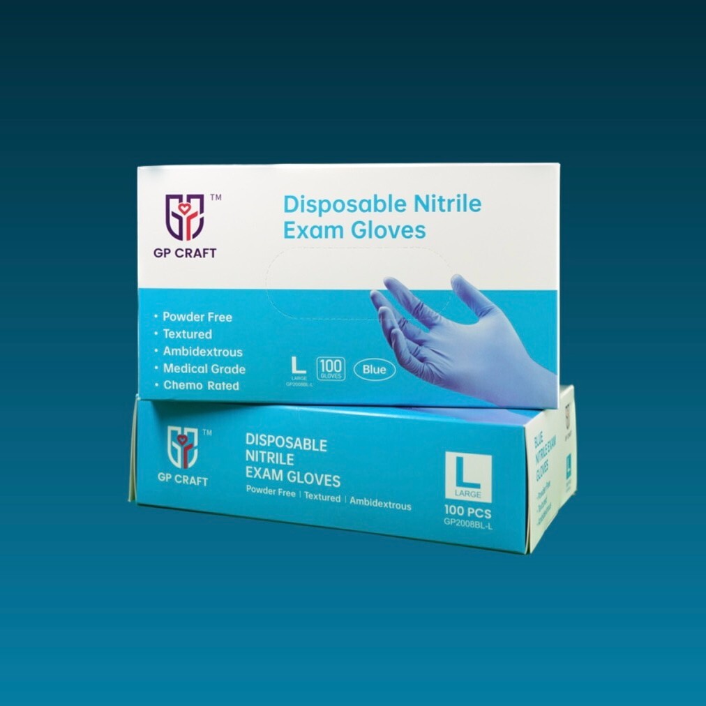 GP CRAFT Disposable Nitrile Exam Gloves, 4 Mil, Blue, Chemo Rated, Case of 1000