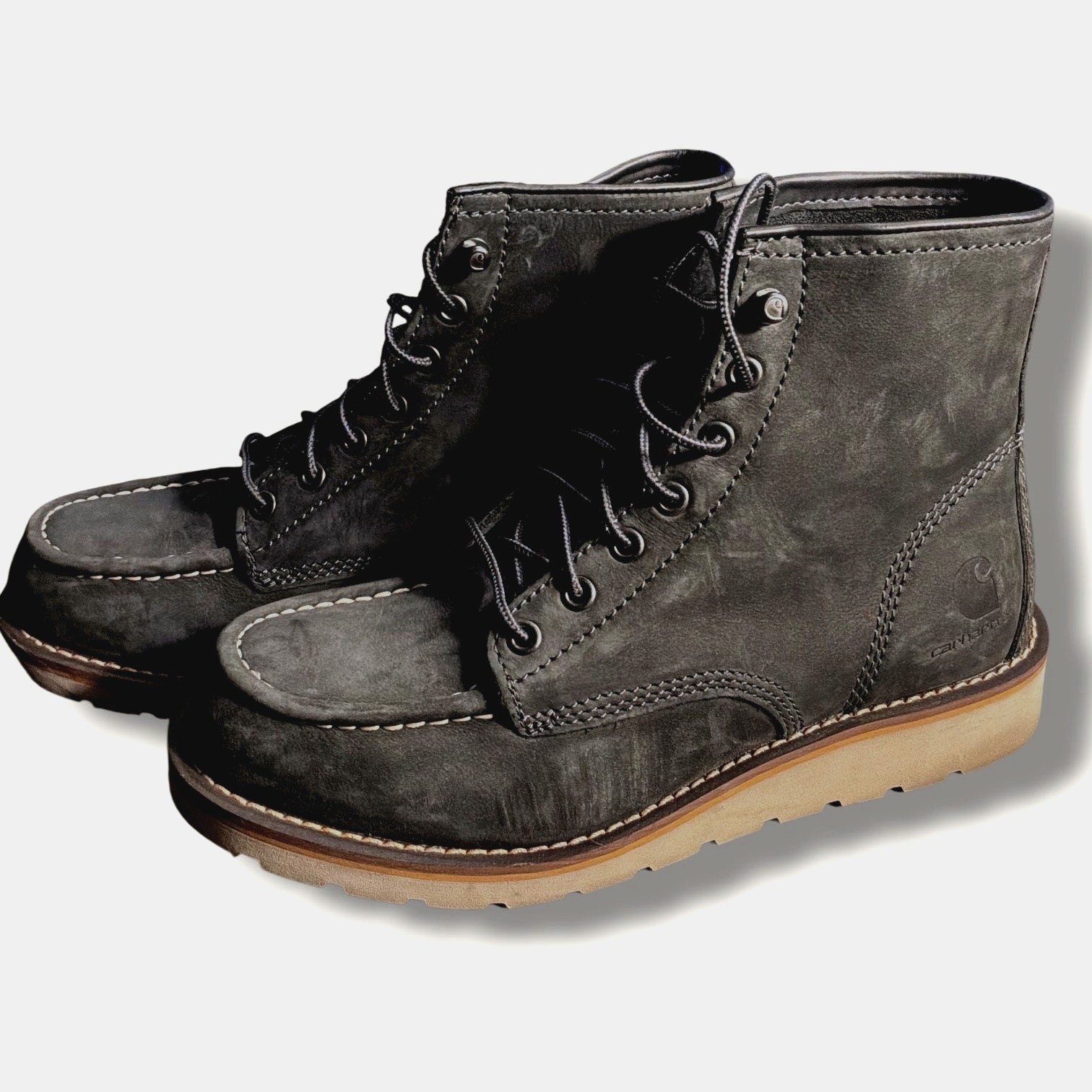 Women’s 8M Carhartt 6″ Soft Moc Toe Wedge Boot, Dark Grey Leather Safety Boots