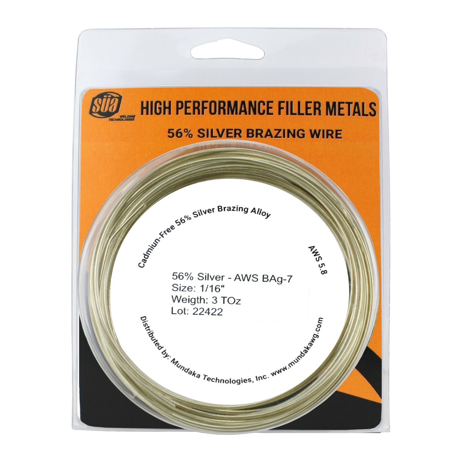 SÜA – Silver Brazing Solder Wire – 56% – AWS BAg-7 – Size: 1/16″ (1, 3 or 5 TOz)