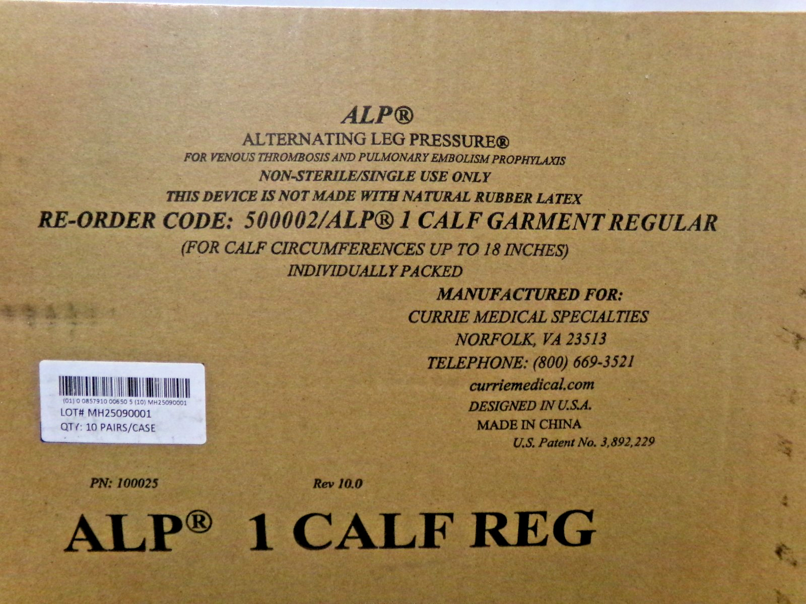 10 Pair Currie Medical ALP 1 Regular Calf Compression Garments, Up To 18″ New S7