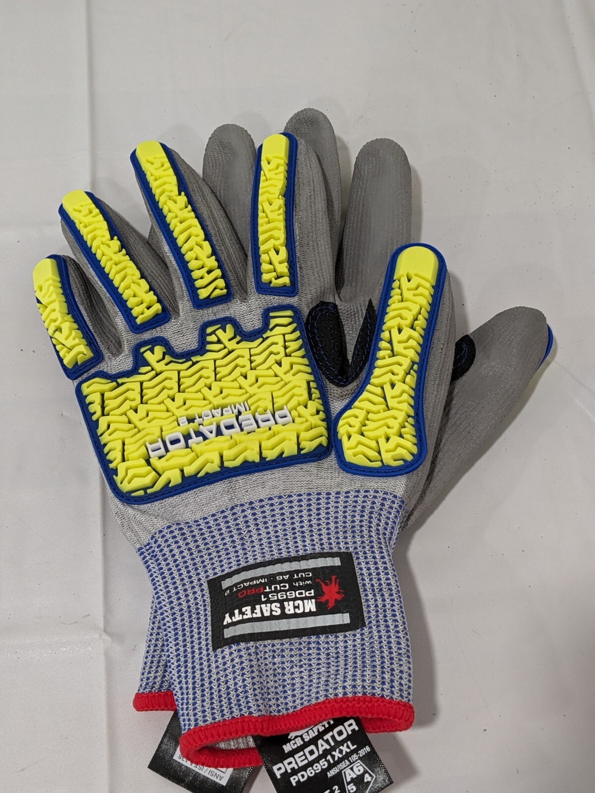 Mcr Safety Predator Mechanic Work Glove ANSI Cut A6 Sz XXL Qty 2 Pairs PD6951XXL