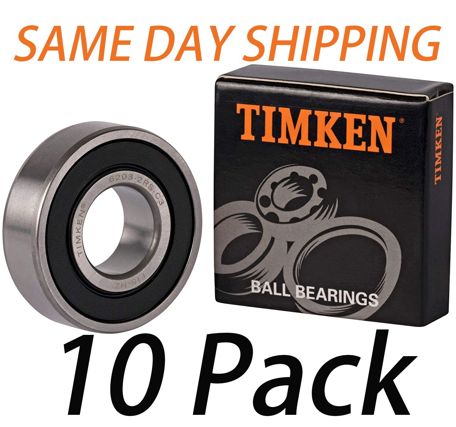 (10PACK) TIMKEN 6203-2RSC3 6203-2RS 17X40X12MM Double Rubber Seal Ball Bearings