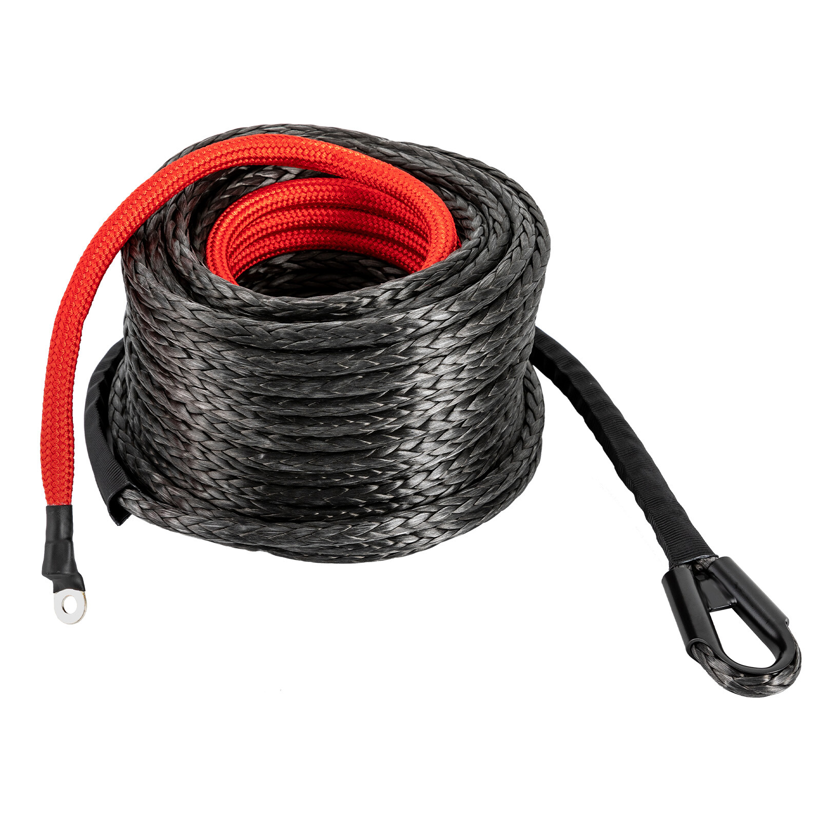 Lightweight Synthetic Winch Rope with Hook – 23809 lbs Breaking Strength