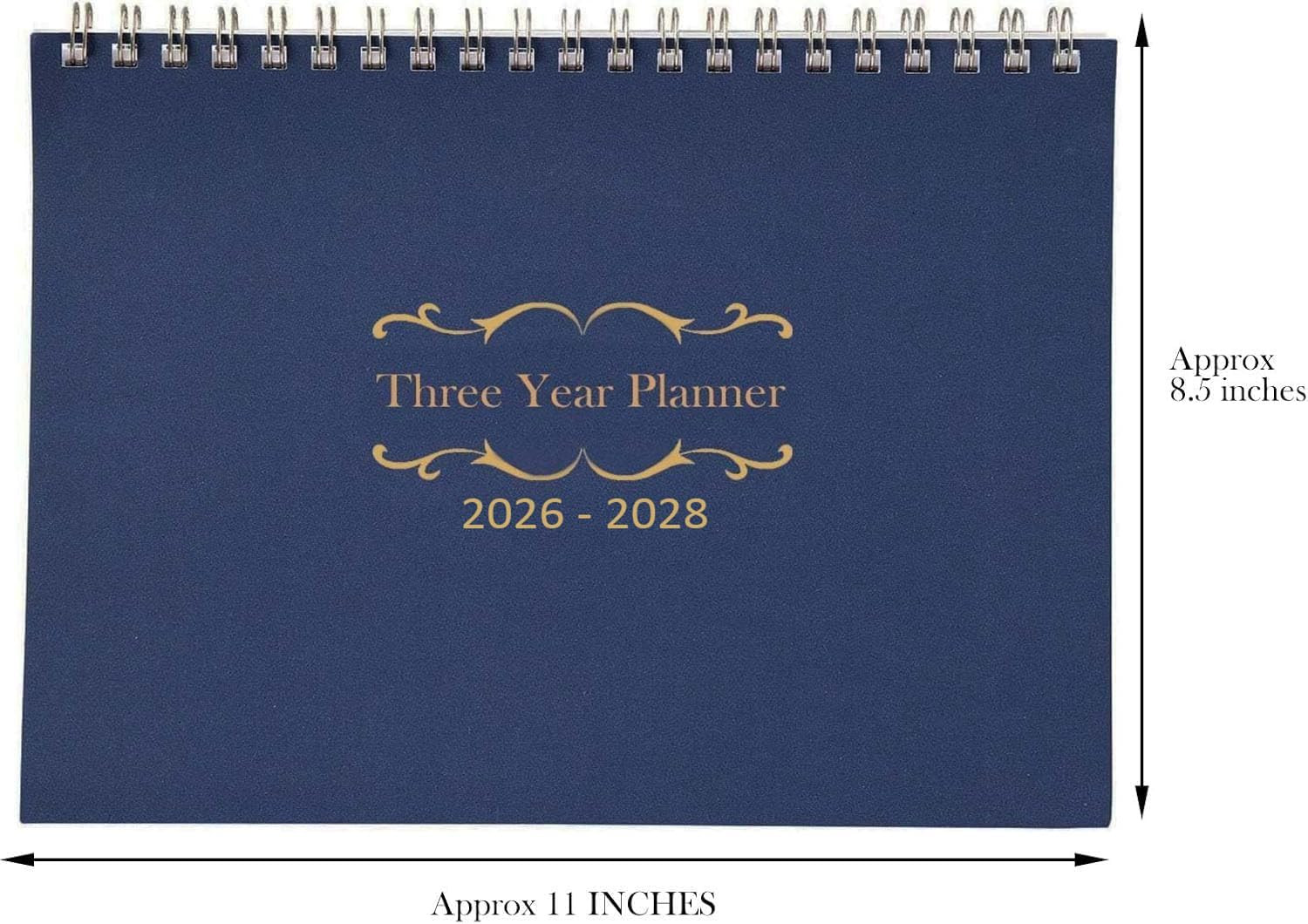 3 Year Monthly Planner Spiral Bound 11×8.5in, Starts January, Blue