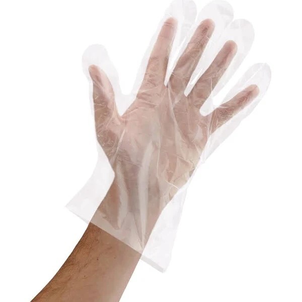 500 Clear Poly Gloves -Single Use, Transparent, Non Latex, Size Large
