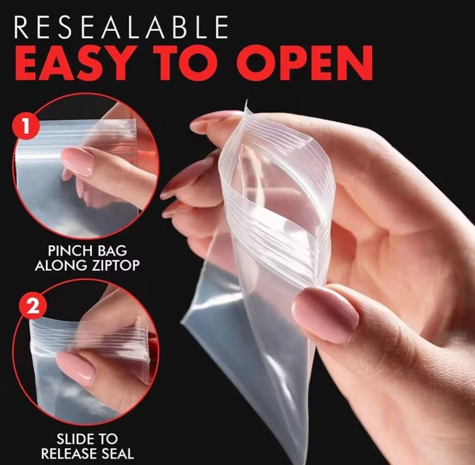 Clear 2mil Reclosable Zipper Poly Bags Self Seal Plastic Poly Bags MANY Sizes