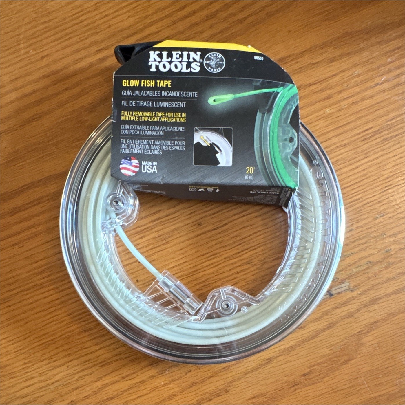 Klein Tools Glow Fiberglass Fish Tape 20 ft Clear Sheath MPN 50560
