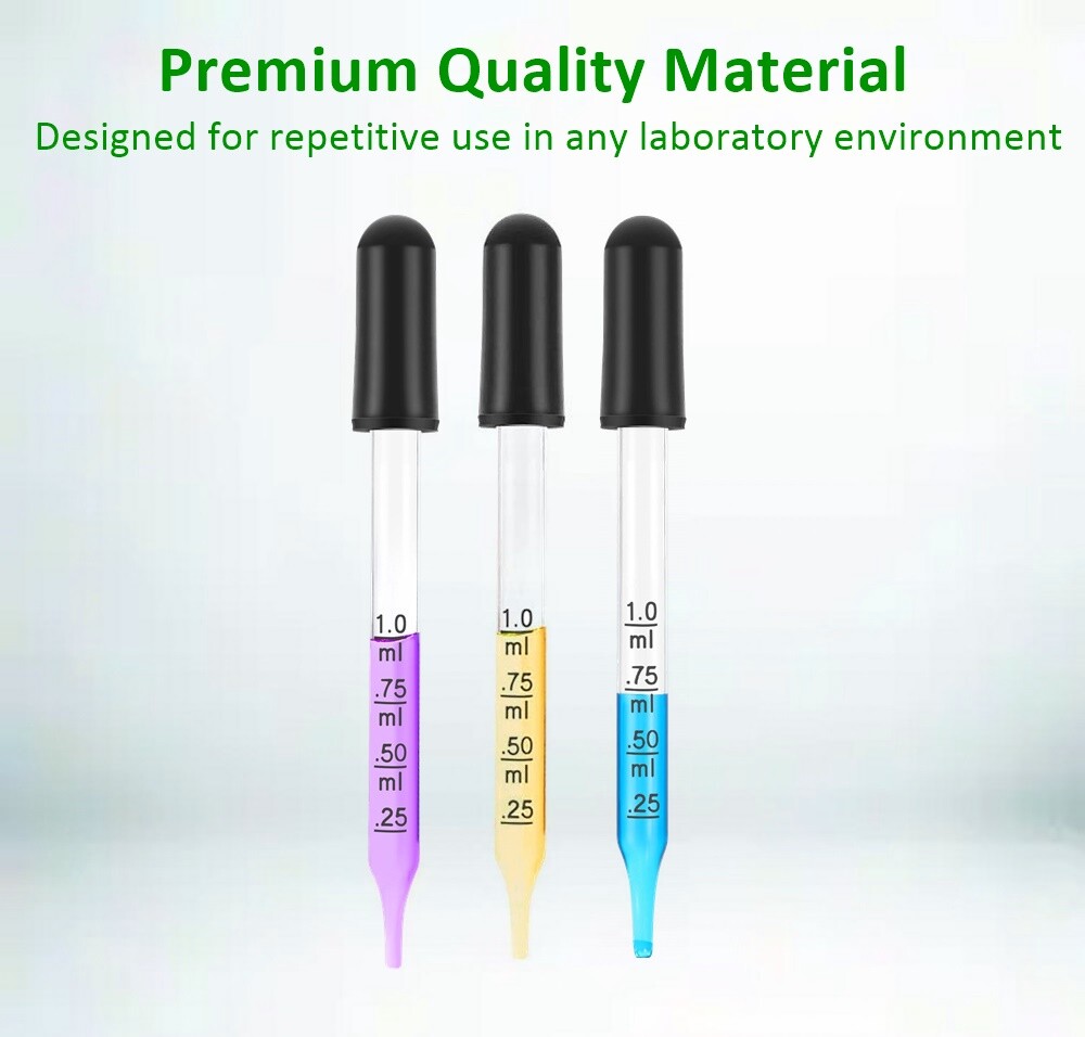 Medicine Art Essential Oils Eye Dropper Graduated 4″ Straight Tip 1ml (12 Pack)