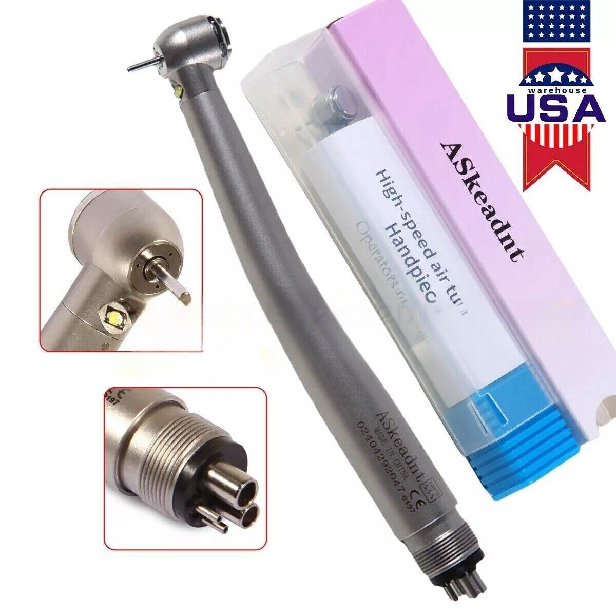 KAVO Style Dental Fiber Optic High Speed Turbine Handpiece LED E-generator 4Hole