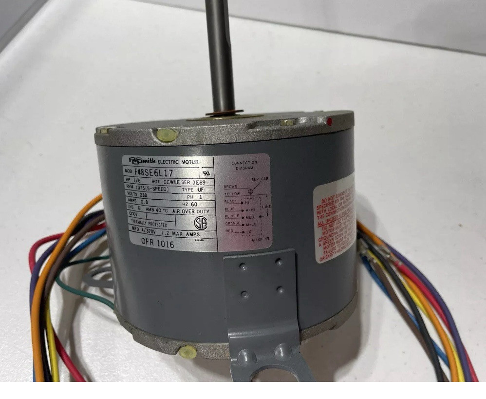 AO Smith Friedrich OFR1016 F48SE6L17 MOTOR 1/6HP 230V 1075RPM 1Ph CCWLE 5 Speed