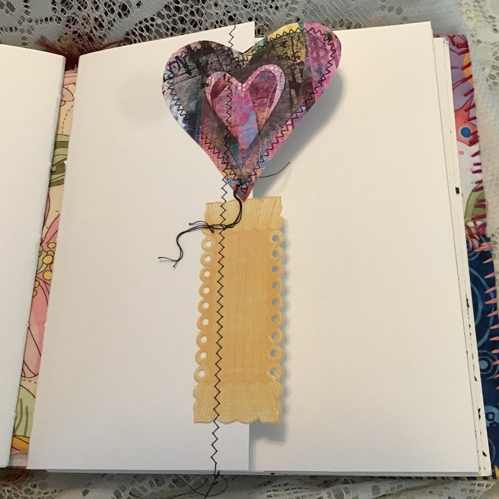 Handmade Art Journal Sketchbook Watercolor Paper Fabric Cover 8×9 OOAK
