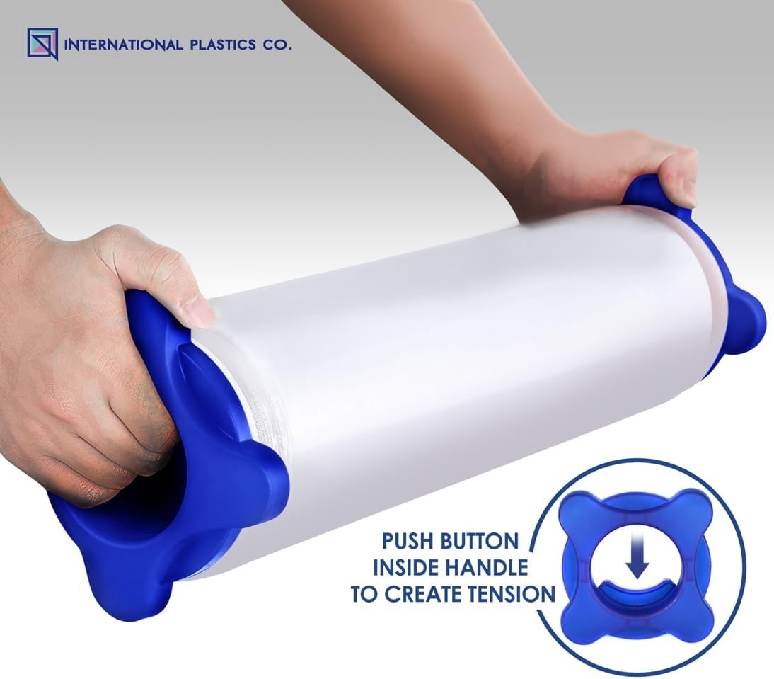 Crystal Clear 18″ Stretch Film – 1500ft Heavy-Duty Packing with Tension Handles
