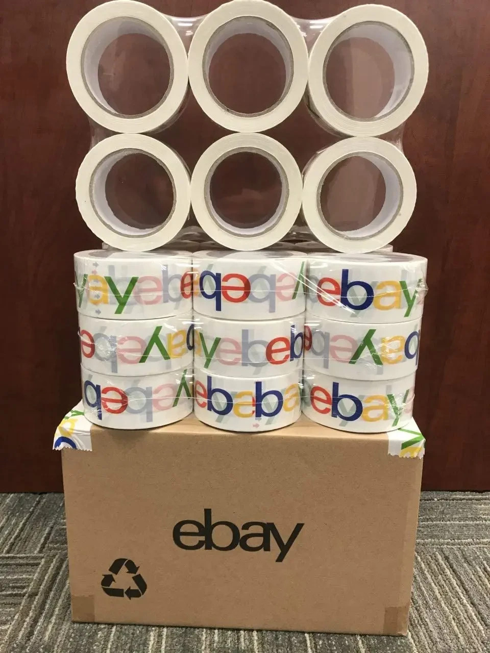 6 Rolls 2″ x 75 yds Official eBay Branded Packaging Packing Package Carton Tape