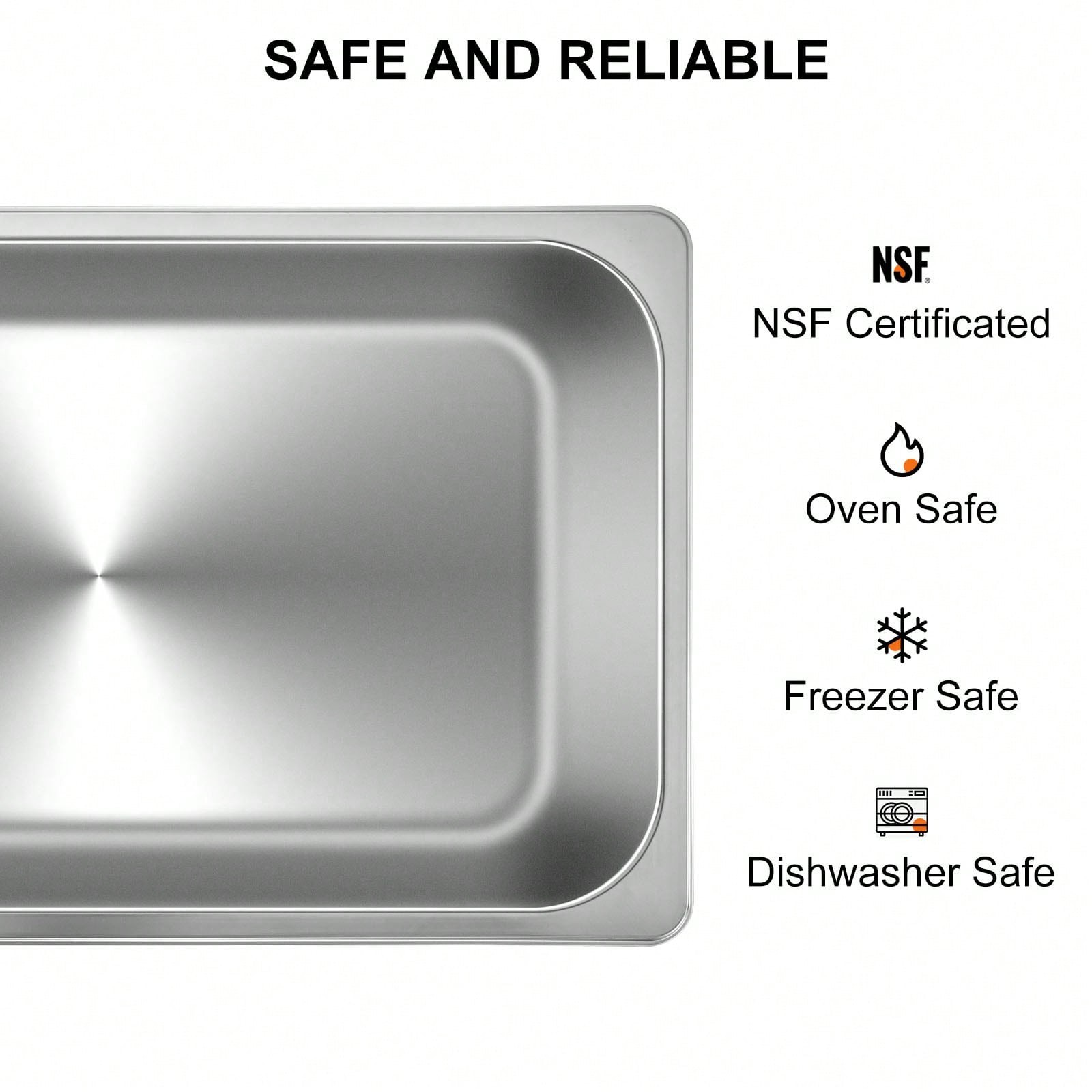 6Pcs Commercial Full Size Pans 2.5in 4in & 6in Stainless Steel Hotel Pan 0.8mm