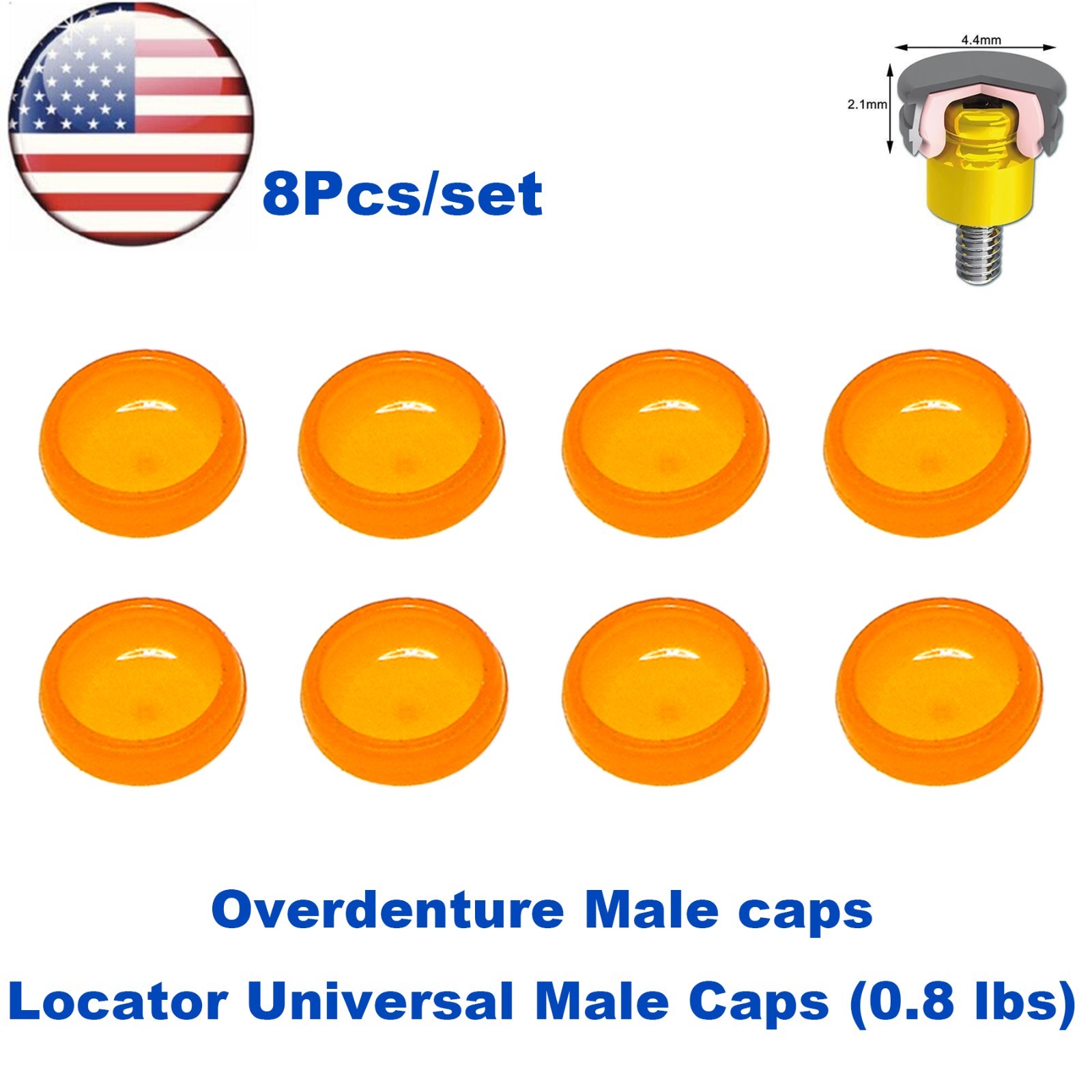 US 8Pcs Dental Overdenture Retention Caps For Implant Locator Abutment Inserts