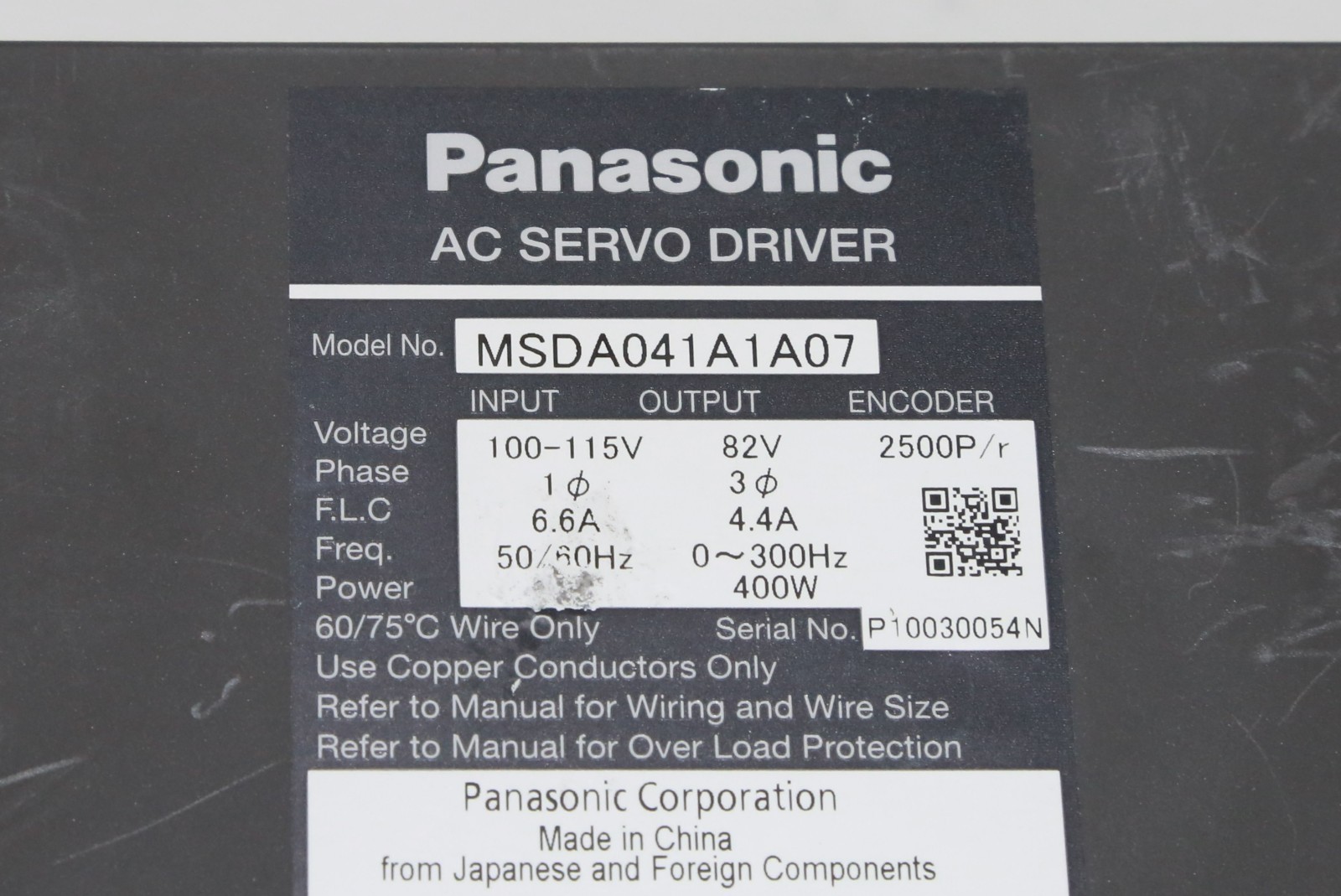 PANASONIC Used MSDA041A1A07 400W AC Servo Drive DRV-I-4697=9N33