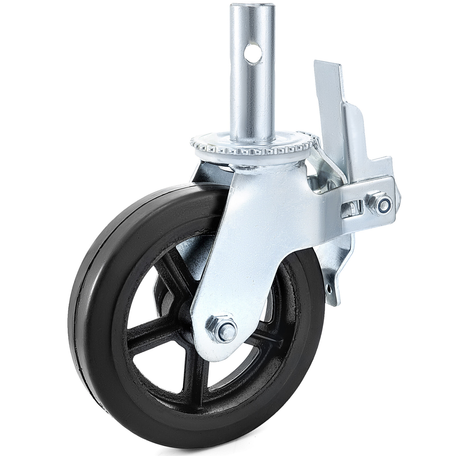 4PCS Scaffolding Caster 8″ x 2″ Black Wheels w/ Locking Brakes 1-3/8″ 4400LBS