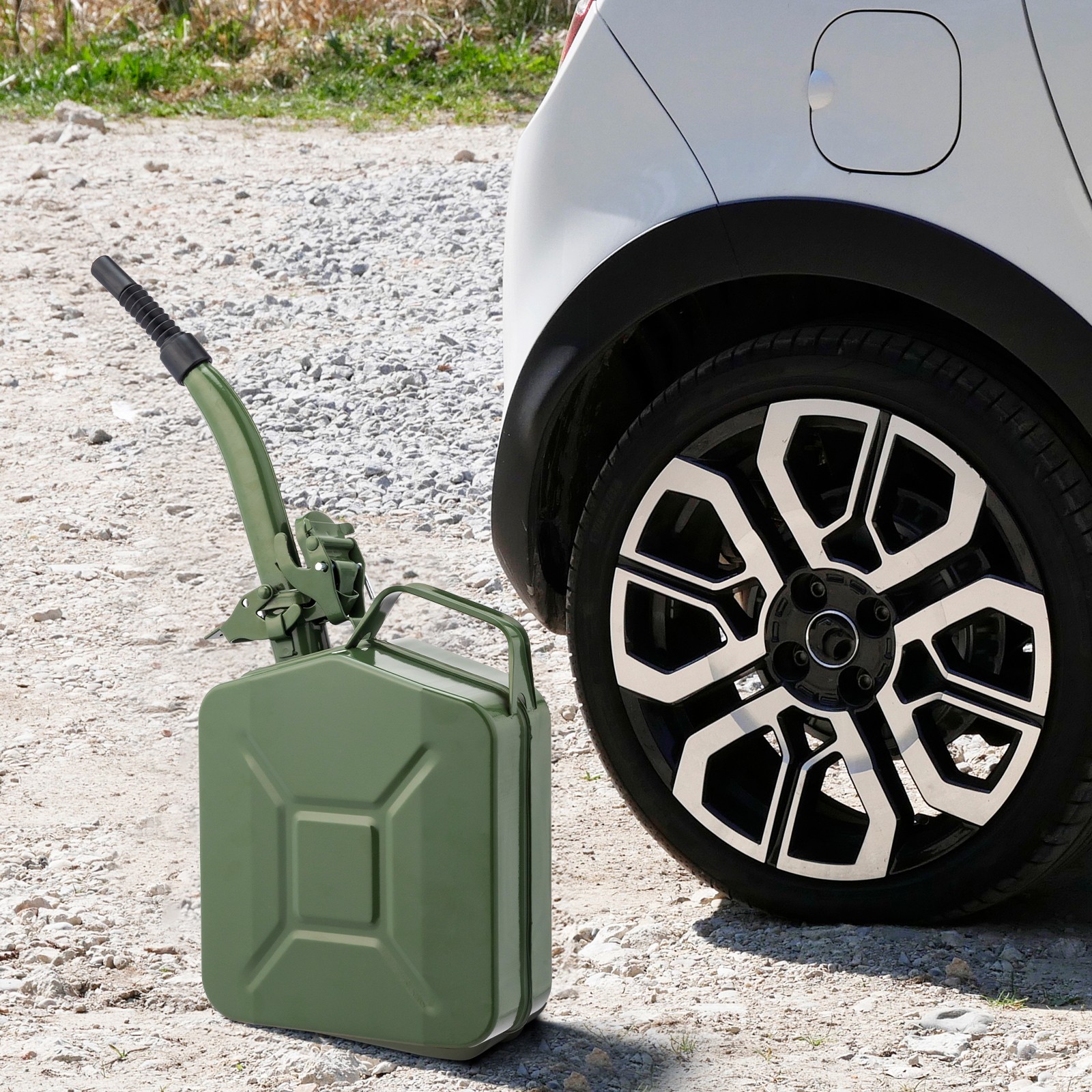 Practical 5L 0.6mm Can Gasoline Jerry Can Steel Tank Emergency Backup Green