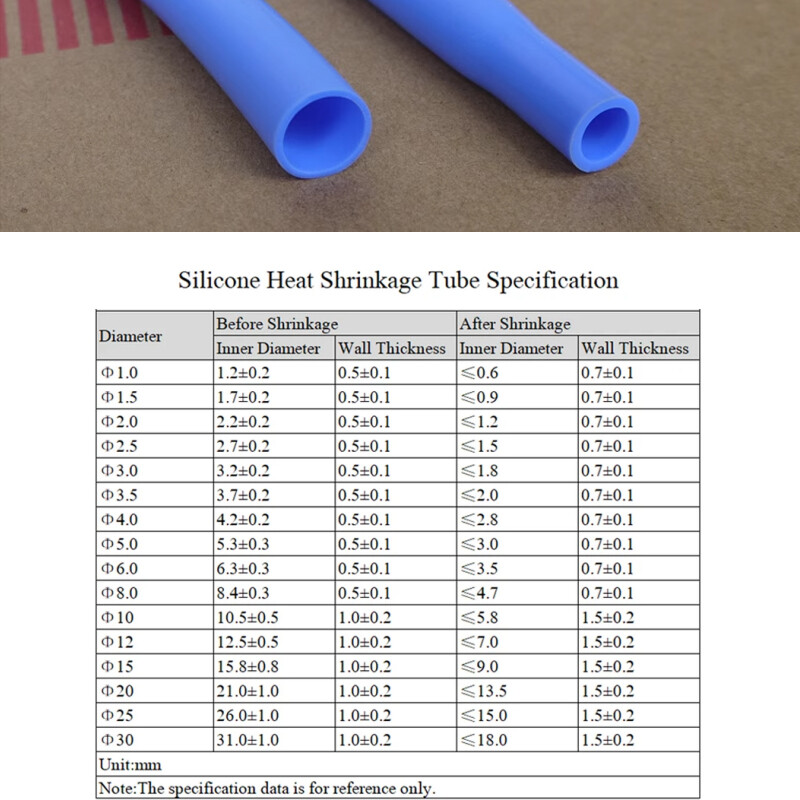1.7:1 Flexible Silicone Heat Shrink Shrinkable Tube Tubing One Meter Blue φ1-12