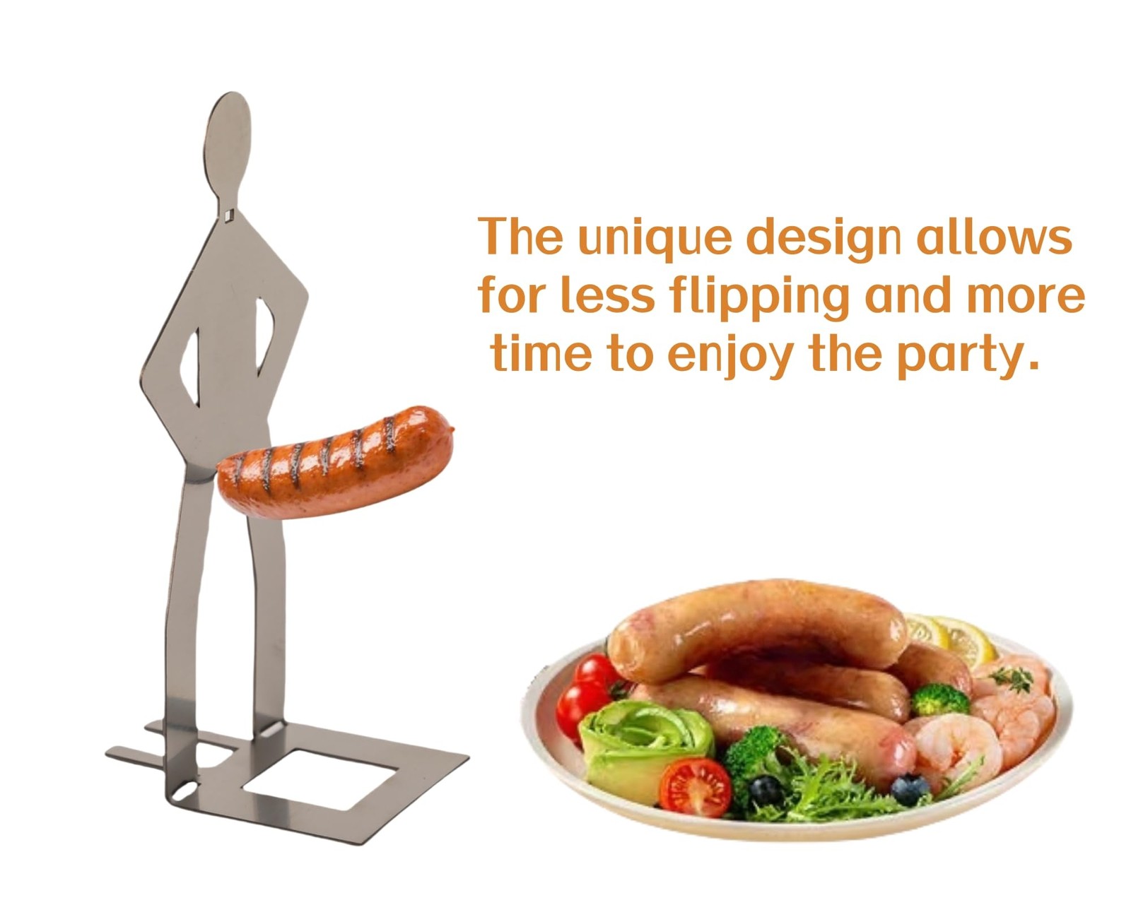 2 PCS Funny BBQ Stand Man Hot Dog HolderReusable Stainless Steel Hotdog and S…