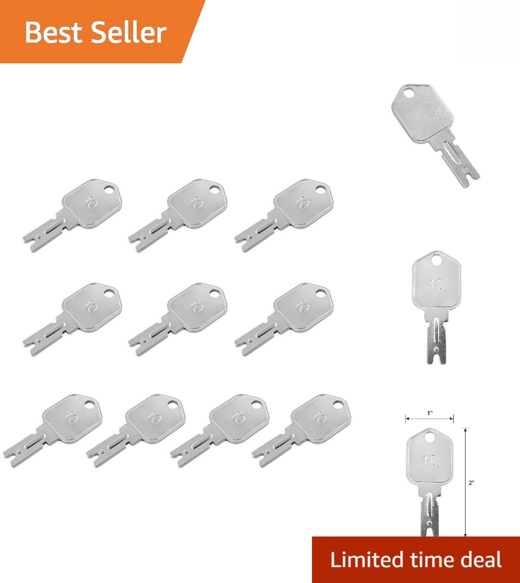 10 Pack Ignition Forklift Keys for Hyster, Clark, Yale & Komatsu – Durable Metal