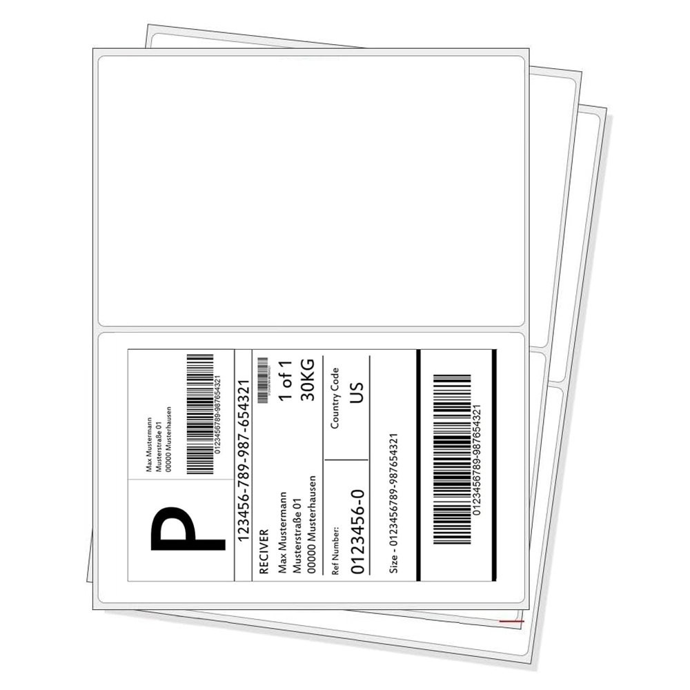 Shipping Labels 8.5×5.5 Half Sheet Self Adhesive 2 Per Sheet for Inkjet & Laser