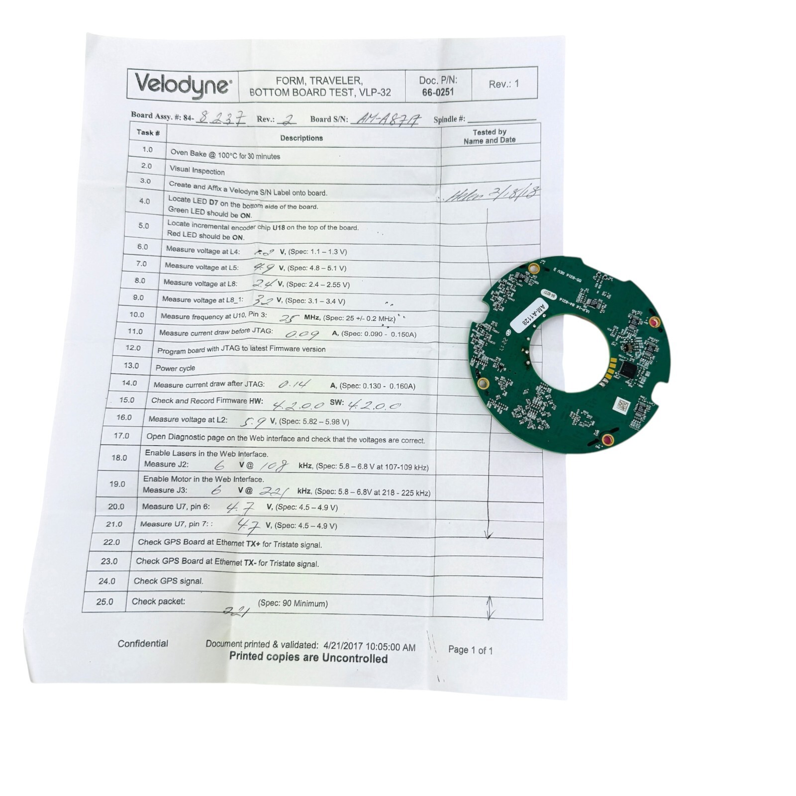 Velodyne VLP-16 84-8216 Round Bottom PCB Circuit Board VLP-32 for LiDAR Sensor