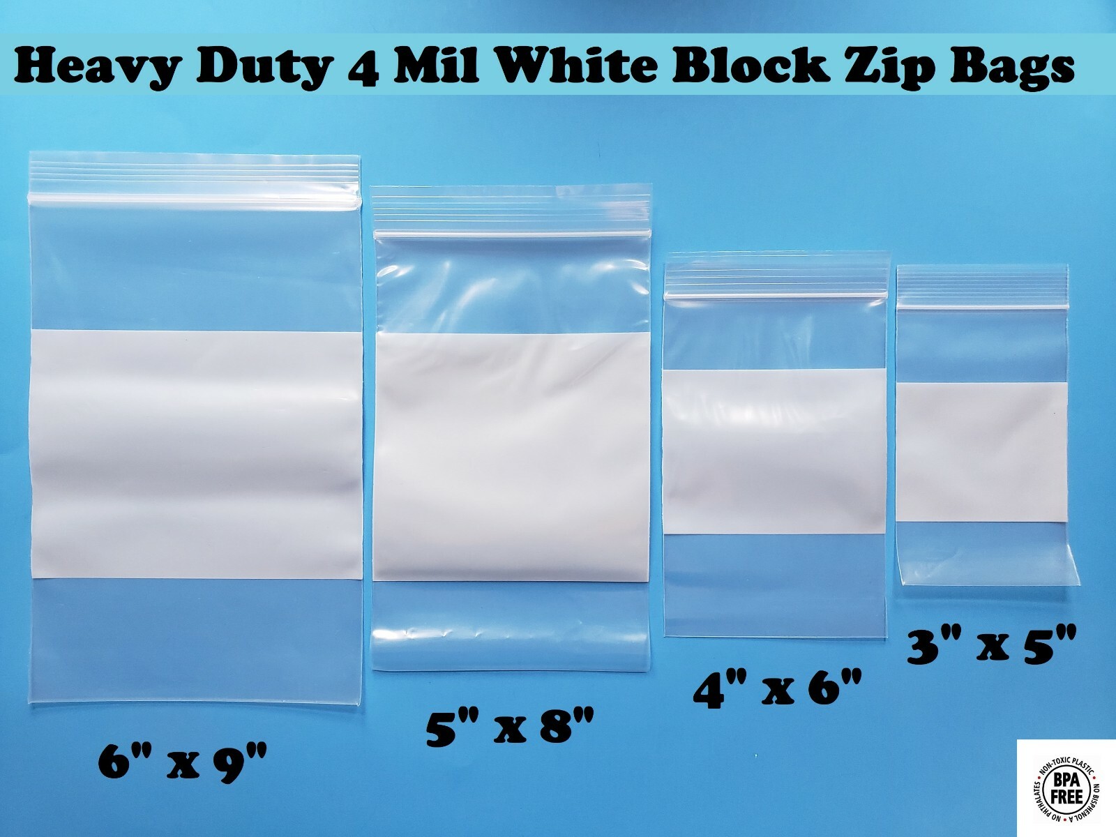 Heavy Duty 4Mil White Block Zip Seal Bags Writable Reclosable Lock Whiteblock