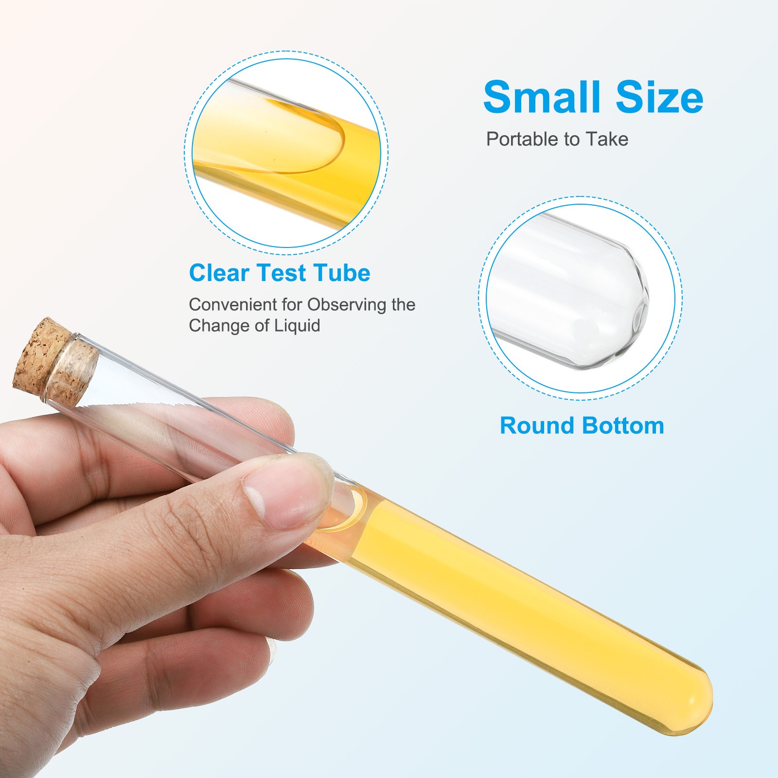 23ml Test Tubes, 10pcs 5.91×0.63in Glass Test Tube Containers with Cork Stopper