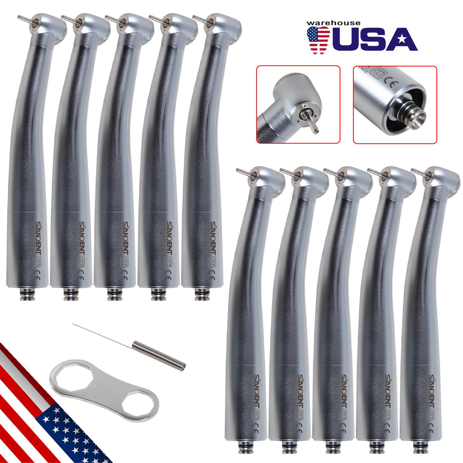 1-10Pcs SANDENT Dental High Speed Turbine Handpiece /NSK Style 4 Hole Coupler st