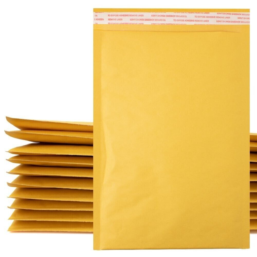 50/100/200/500 Kraft Bubble Mailers Padded Envelope Shipping Bags Seal Any Size