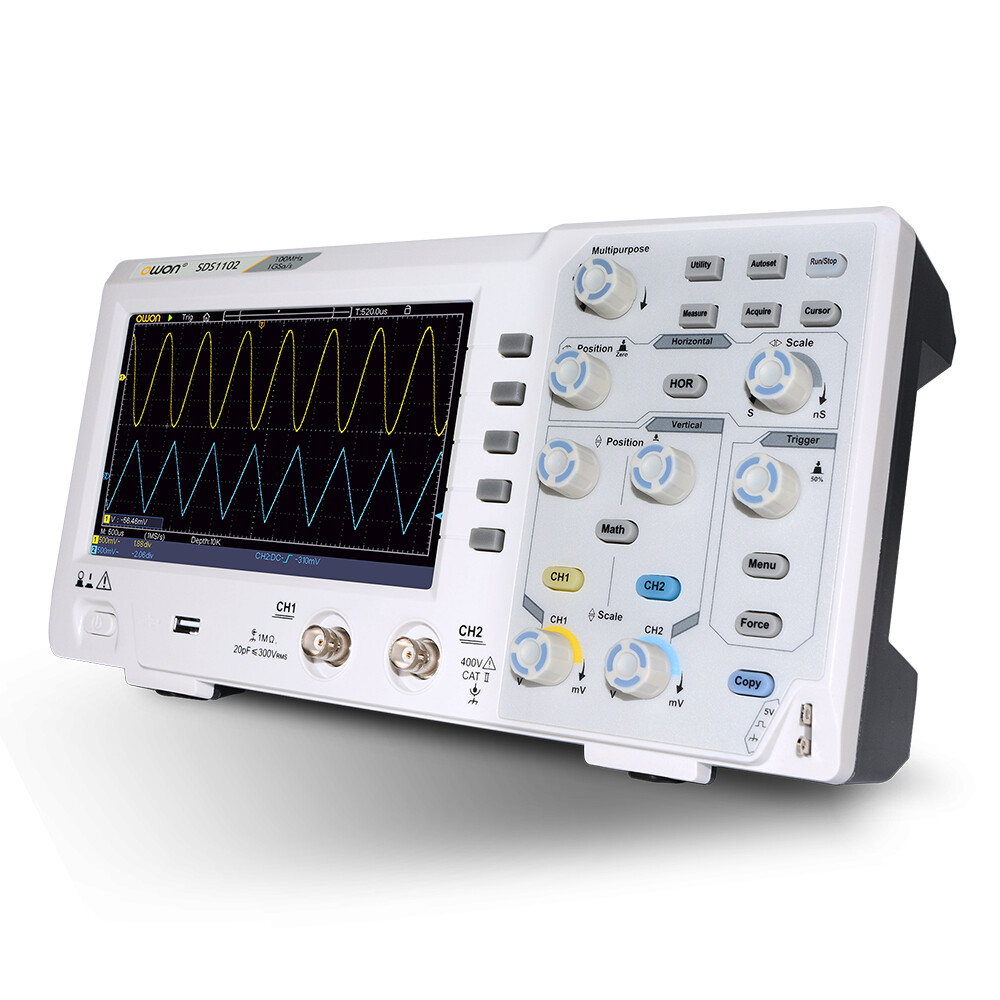 OWON SDS1102 Digital Storage Oscilloscope 2 Channels 100MHZ 1GS/s 10K USB LCD