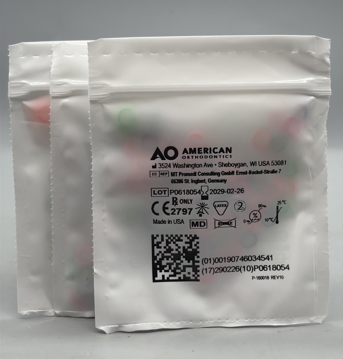 3 Neon Mountain Gorilla American Orthodontics Elastics Bags Dental Rubber Bands
