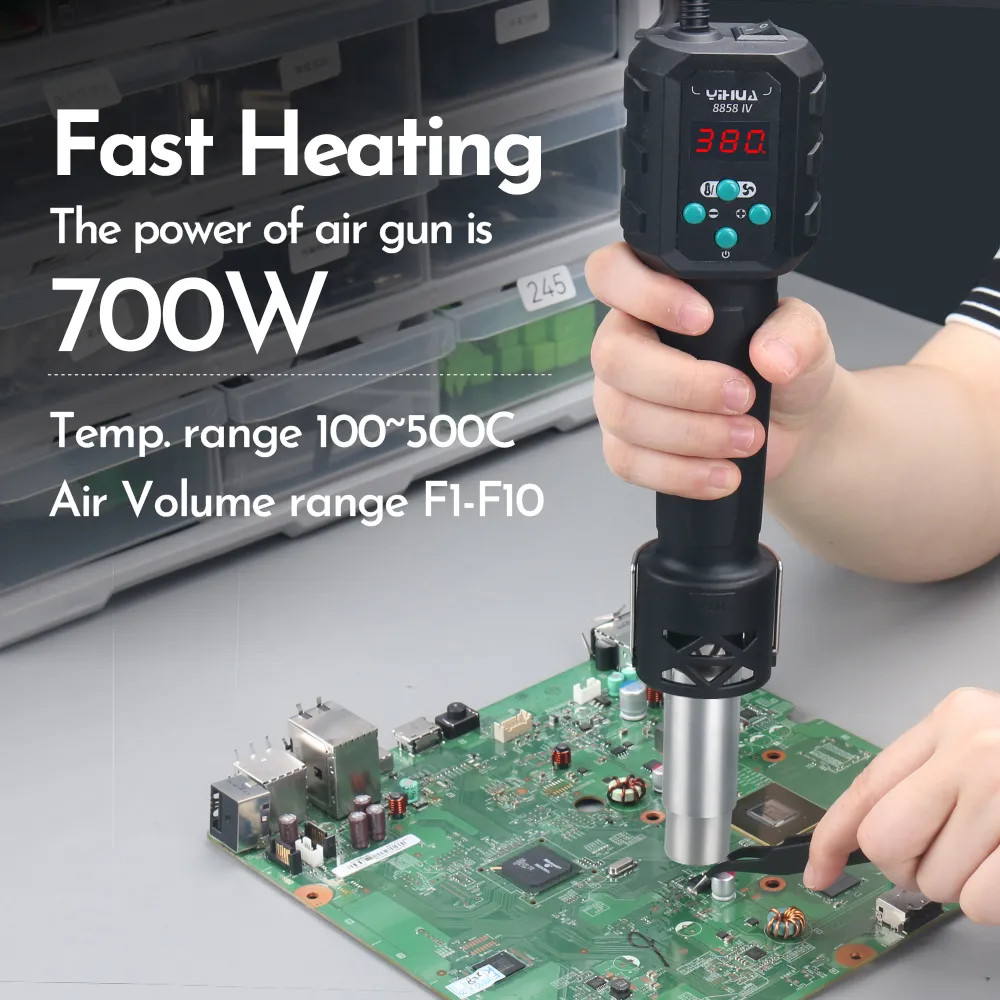 YIHUA 8858-IV 700W Hot Air Gun Digital Desoldering Rework Station Kit Heat Gun