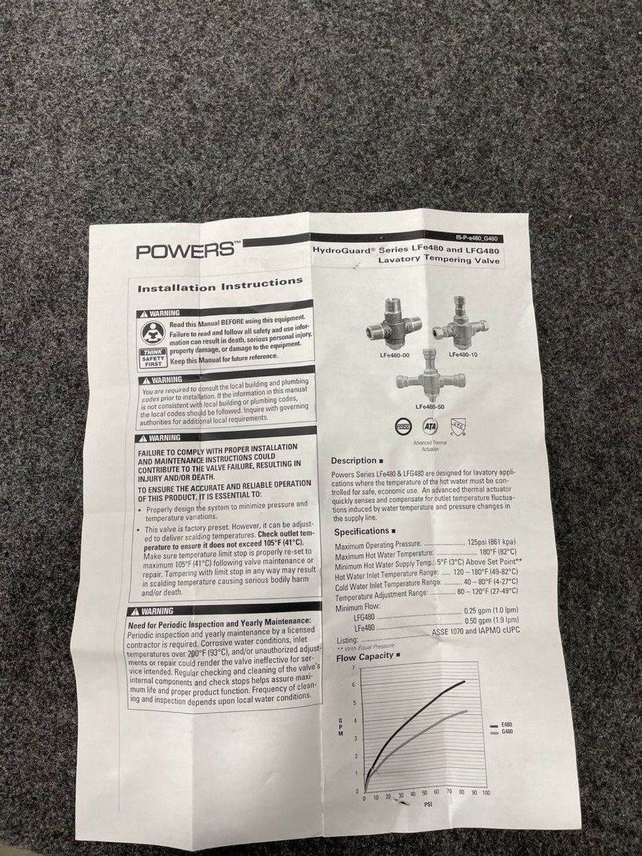 WATTS LFG480-10Q Brass Mixing Valve Assembly 3/8″