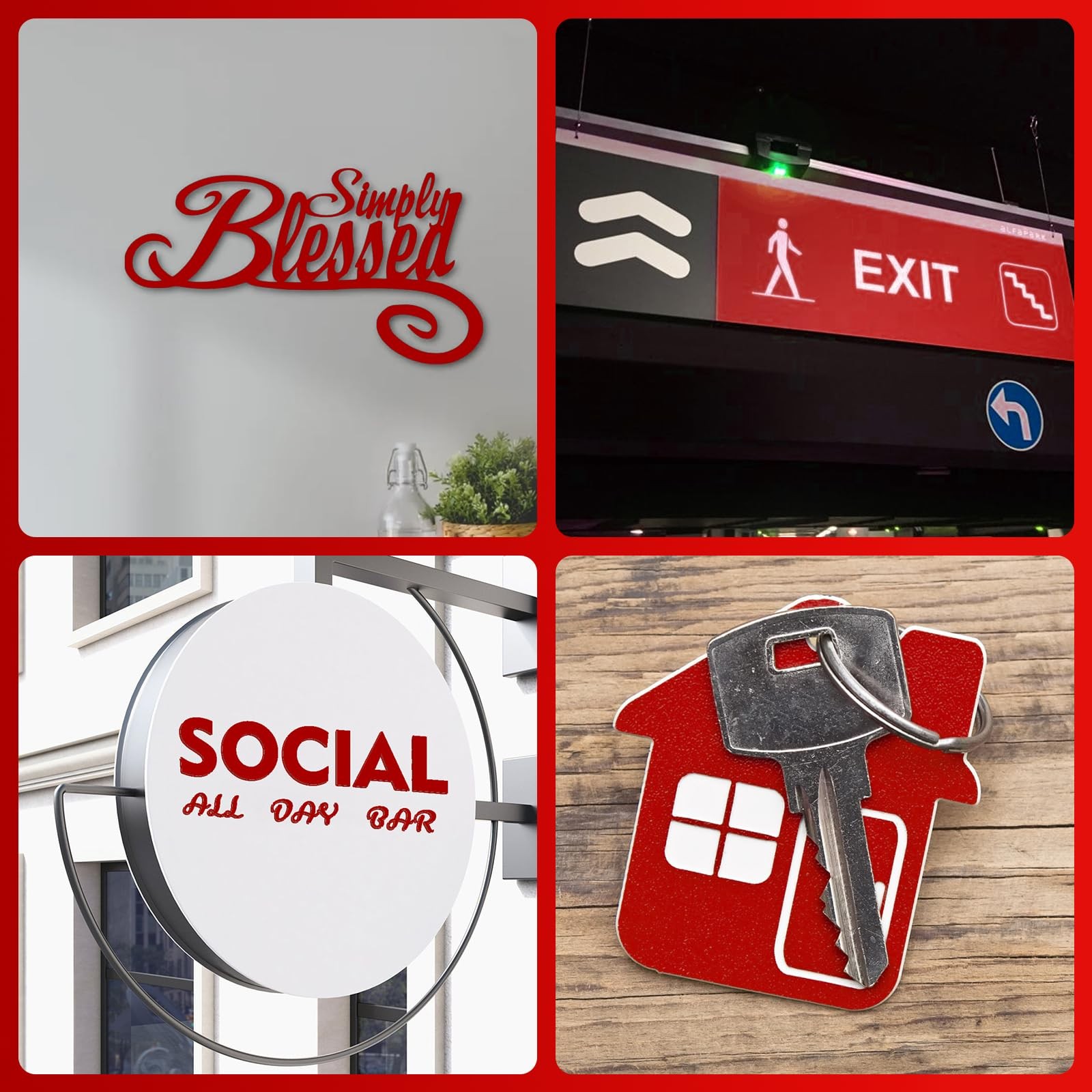 Laser Engraving Blank Red ABS Double Color Plastic Sheet 11.8×6.49×0.05 In