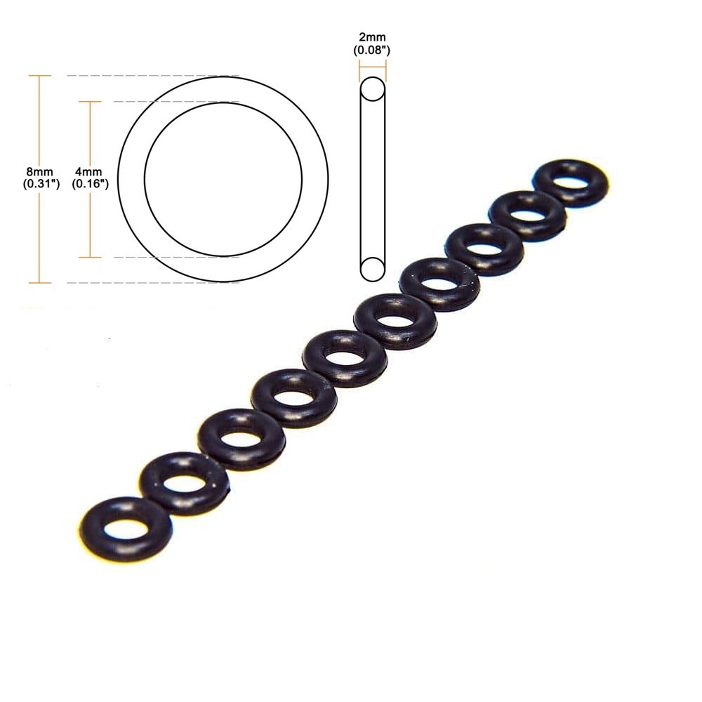 Nitrile O-Ring (4mm ID x 8mm OD x 2mm Width)- 10 Pack