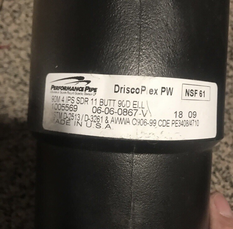 Chevron Performance Pipe 4″IPS SDR11.0 Butt 90D ELL Driscoplex