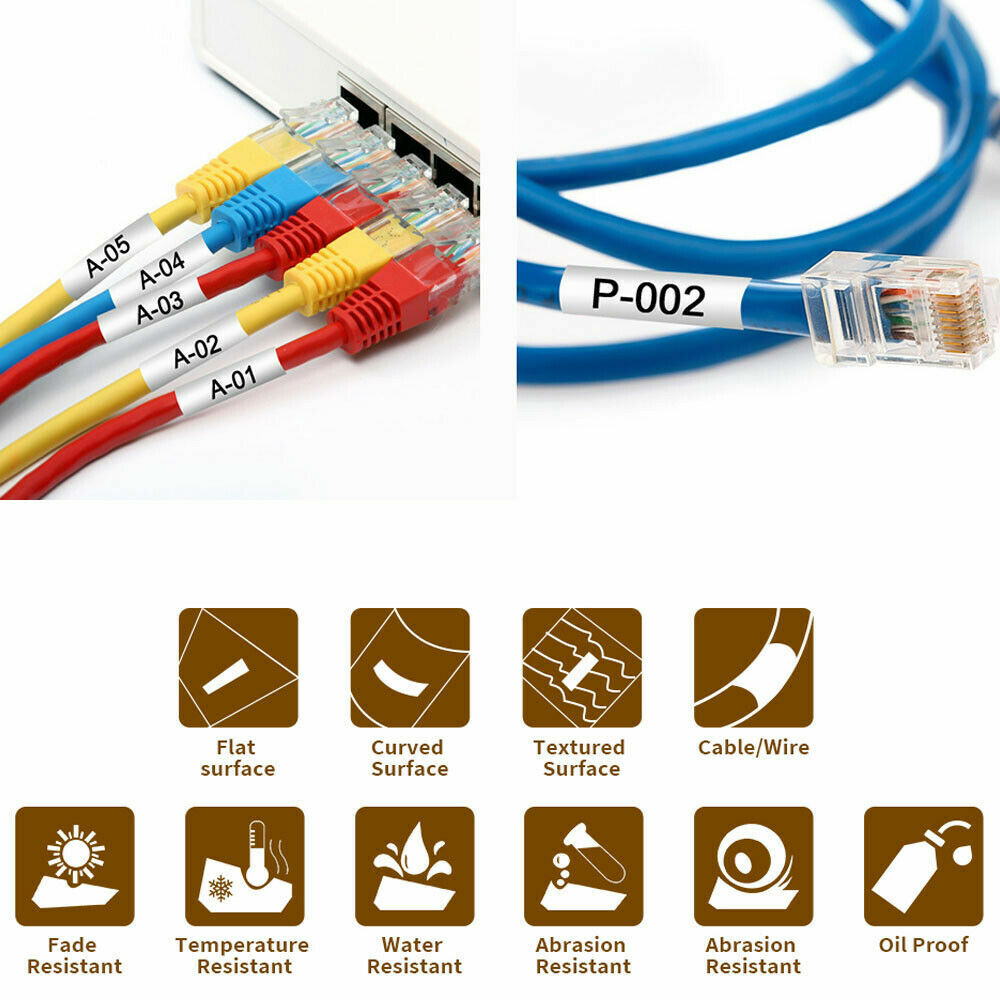 Compatible For Brother P-Touch Heat Shrink Tube Multi-Options White/Yellow HSE